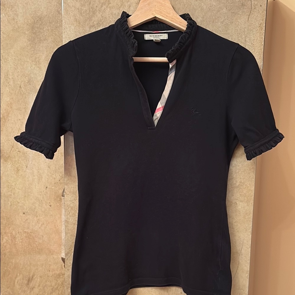 Burberry London Black Ruffled Women's Top . Size s
